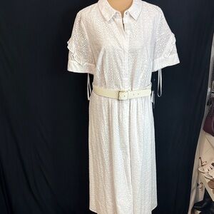 Tommy Hilfiger White Midi Dress with Belt